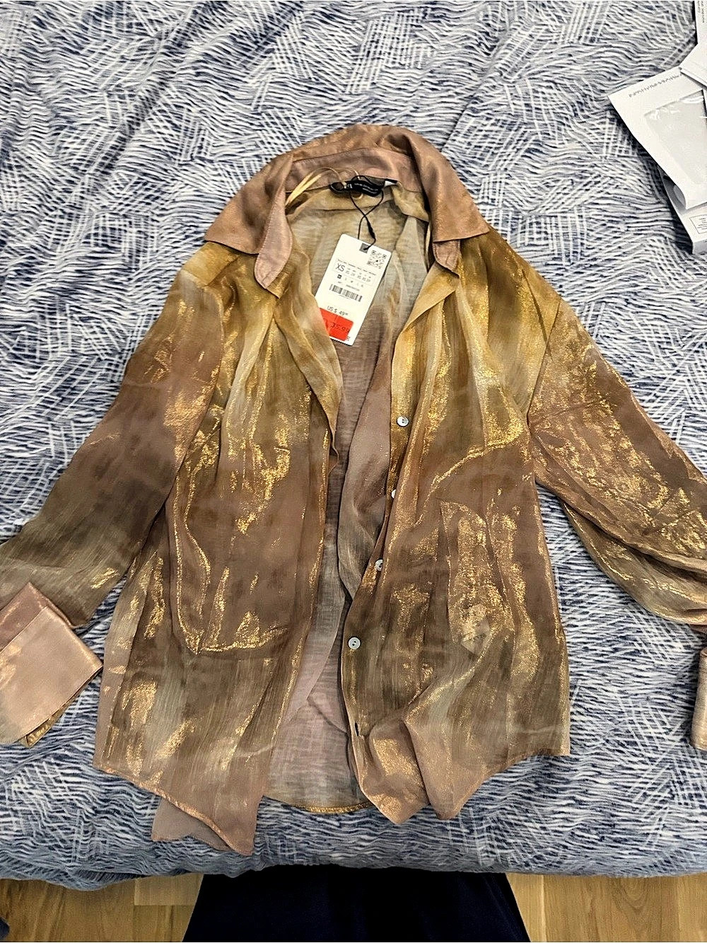 Zara Metallic Sheer Utility Jacket Size XS NWT